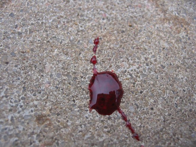 blood drop on pavement